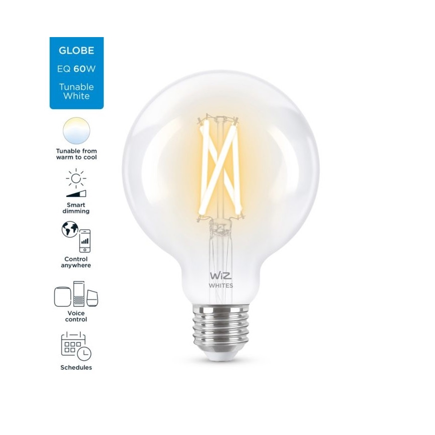 LED Hämardatav pirn FILAMENT G95 E27/6,7W/230V 2700-6500K CRI 90 Wi-Fi - WiZ