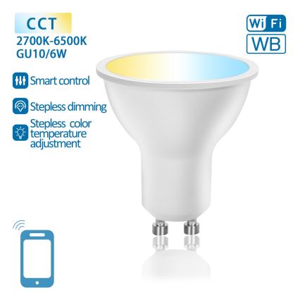 LED Hämardatav pirn GU10/6W/230V 2700-6500K Wi-Fi - Aigostar