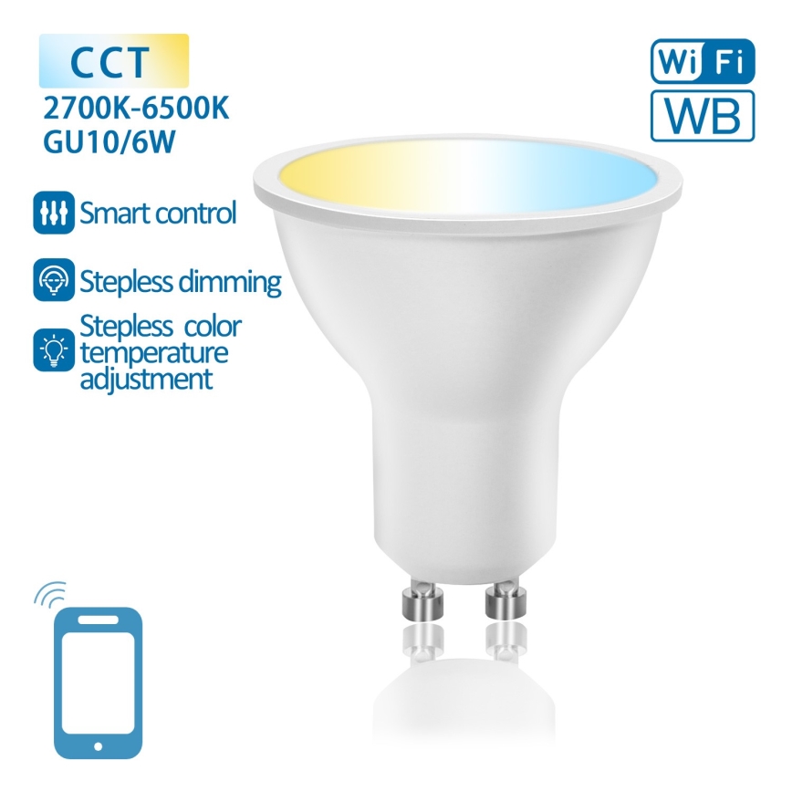 LED Hämardatav pirn GU10/6W/230V 2700-6500K Wi-Fi - Aigostar