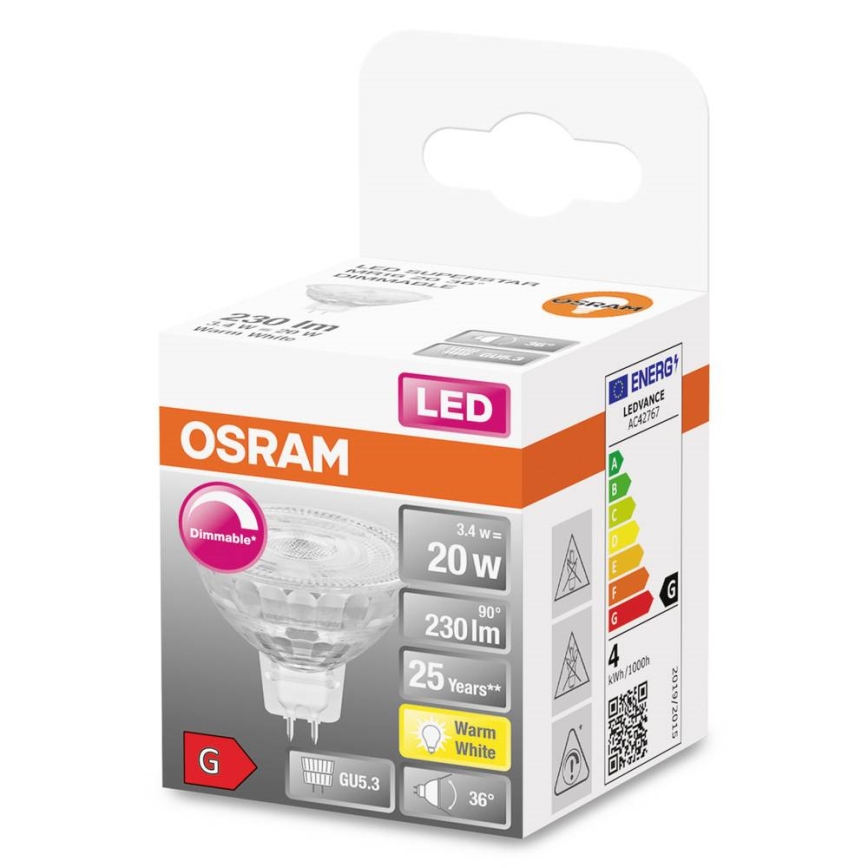 LED hämardatav pirn GU5.3/3.4W/12V 2700K CRI 90 - Osram
