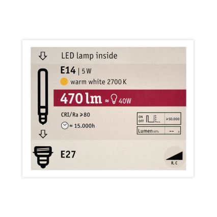 LED Hämardatav pirn MOSAIC G125 E27/5W/230V 2700K - Paulmann 28747