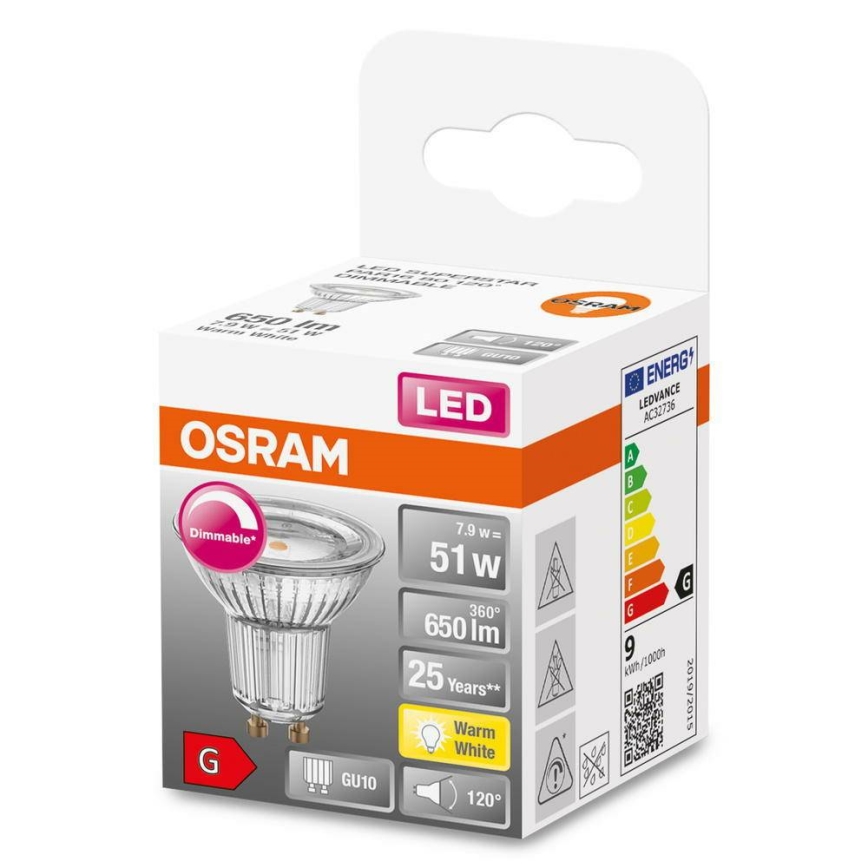 LED Hämardatav pirn PAR16 GU10/7,9W/230V 2700K CRI 90 - Osram