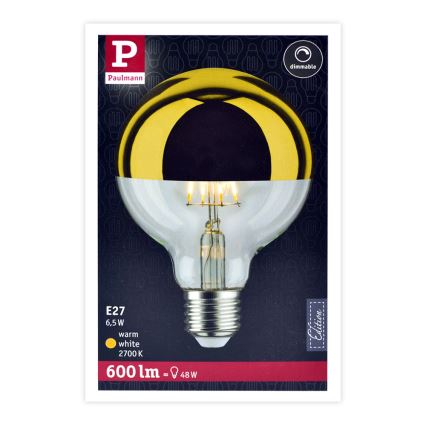 LED Hämardatav pirn peegelsfäärilise korgiga GLOBE G95 E27/6,5W/230V 2700K kuldne - Paulmann 28675