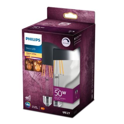 LED Hämardatav pirn peegelsfäärilise korgiga DECO Philips G125 E27/7,2W/230V 2700K