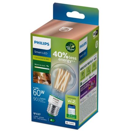 LED Hämardatav pirn Philips A60 E27/4,3W/230V 2700-4000K CRI 90 Wi-Fi