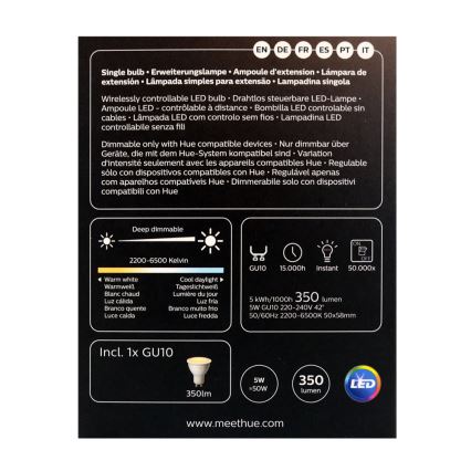 LED Hämardatav pirn Philips Hue WHITE AMBIANCE 1xGU10/4,3W/230V 2200-6500K