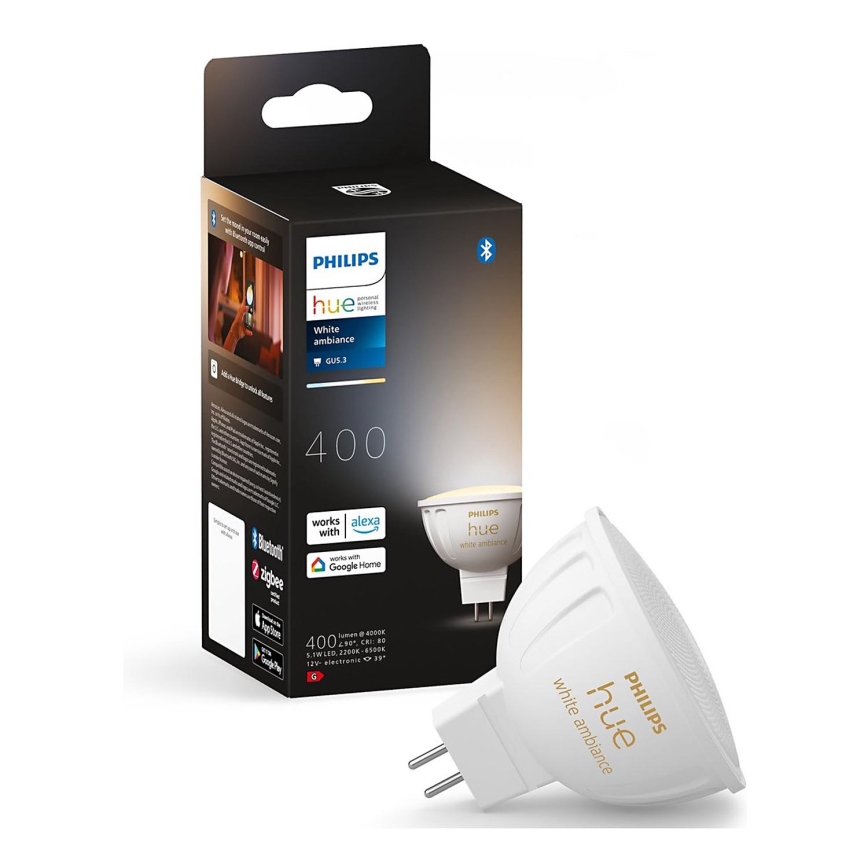 LED Hämardatav pirn Philips Hue White Ambiance GU5,3/MR16/5,1W/12V 2200-6500K