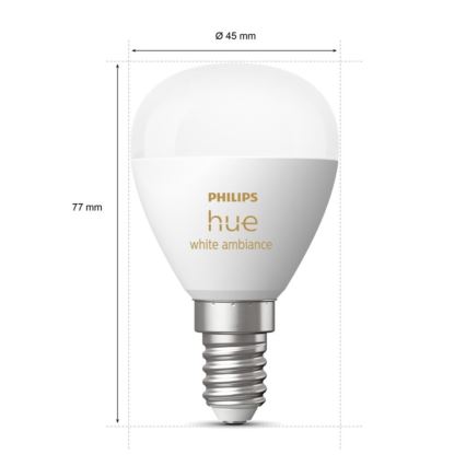 LED Hämardatav pirn Philips Hue WHITE AMBIANCE P45 E14/5,1W/230V 2200-6500K