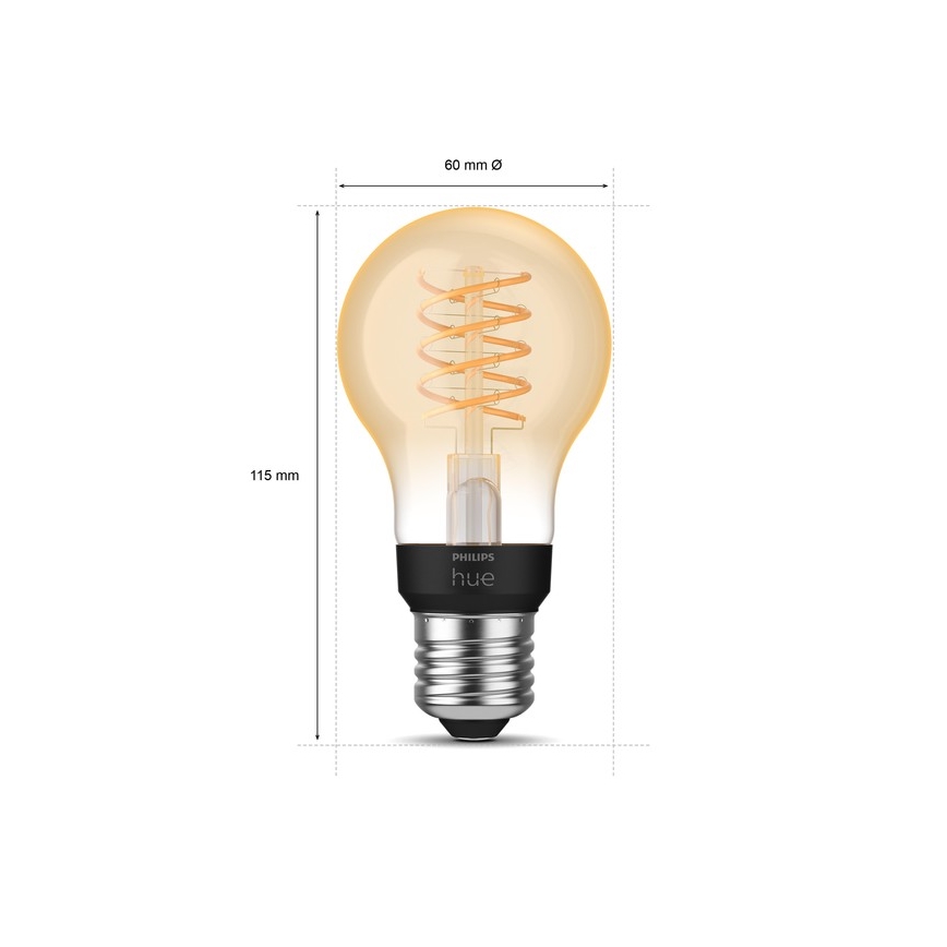 LED Hämardatav pirn Philips Hue WHITE FILAMENT A60 E27/7W/230V 2100K