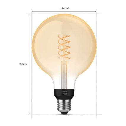 LED Hämardatav pirn Philips Hue WHITE FILAMENT G125 E27/7W/230V 2100K