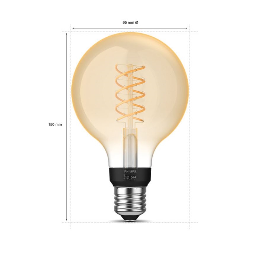 LED Hämardatav pirn Philips Hue WHITE FILAMENT G93 E27/7,2W/230V 2100K