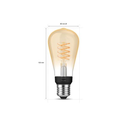 LED Hämardatav pirn Philips Hue WHITE FILAMENT ST64 E27/7W/230V 2100K