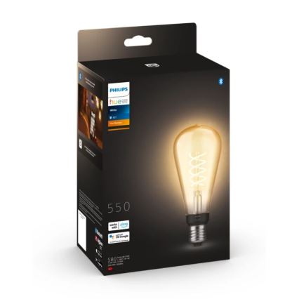 LED Hämardatav pirn Philips Hue WHITE FILAMENT ST72 E27/7W/230V 2100K