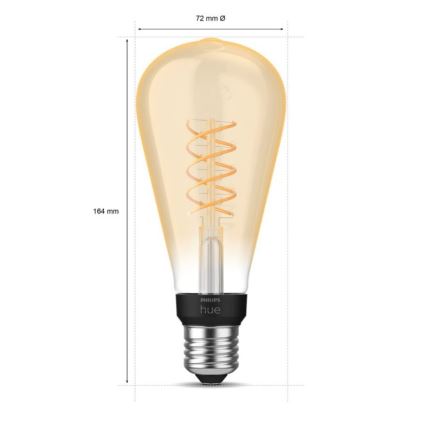 LED Hämardatav pirn Philips Hue WHITE FILAMENT ST72 E27/7W/230V 2100K