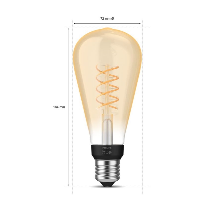LED Hämardatav pirn Philips Hue WHITE FILAMENT ST72 E27/7W/230V 2100K