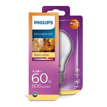 LED Hämardatav pirn Philips Warm Glow  A60 E27/8,5W/230V 2200-2700K CRI 90
