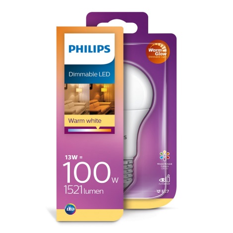 LED Hämardatav pirn Philips Warm Glow E27/13W/230V 2200K-2700K 