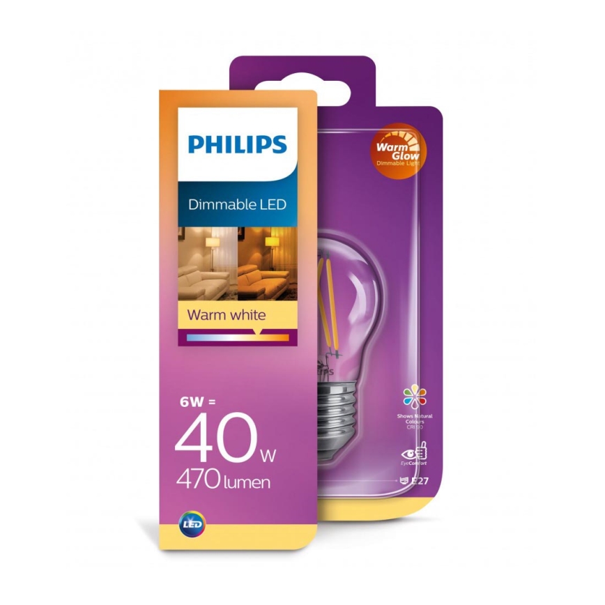 LED Hämardatav pirn Philips Warm Glow E27/6W/230V 2200K-2700K 