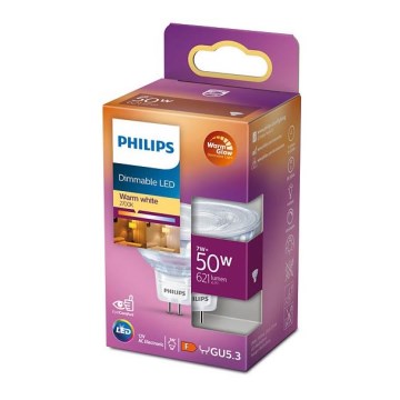 LED Hämardatav pirn Philips Warm Glow GU5,3/7W/12V 2200-2700K CRI90