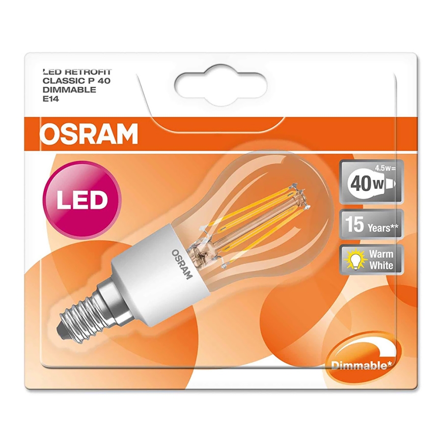LED Hämardatav pirn STAR CLASSIC P40 E14/4,5W/230V 2700K – Osram