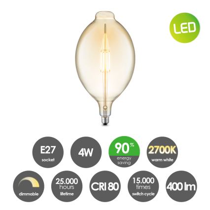 LED Hämardatav pirn VINTAGE EDISON E27/4W/230V 2700K