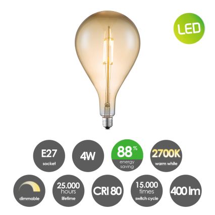 LED Hämardatav pirn VINTAGE EDISON E27/4W/230V 2700K