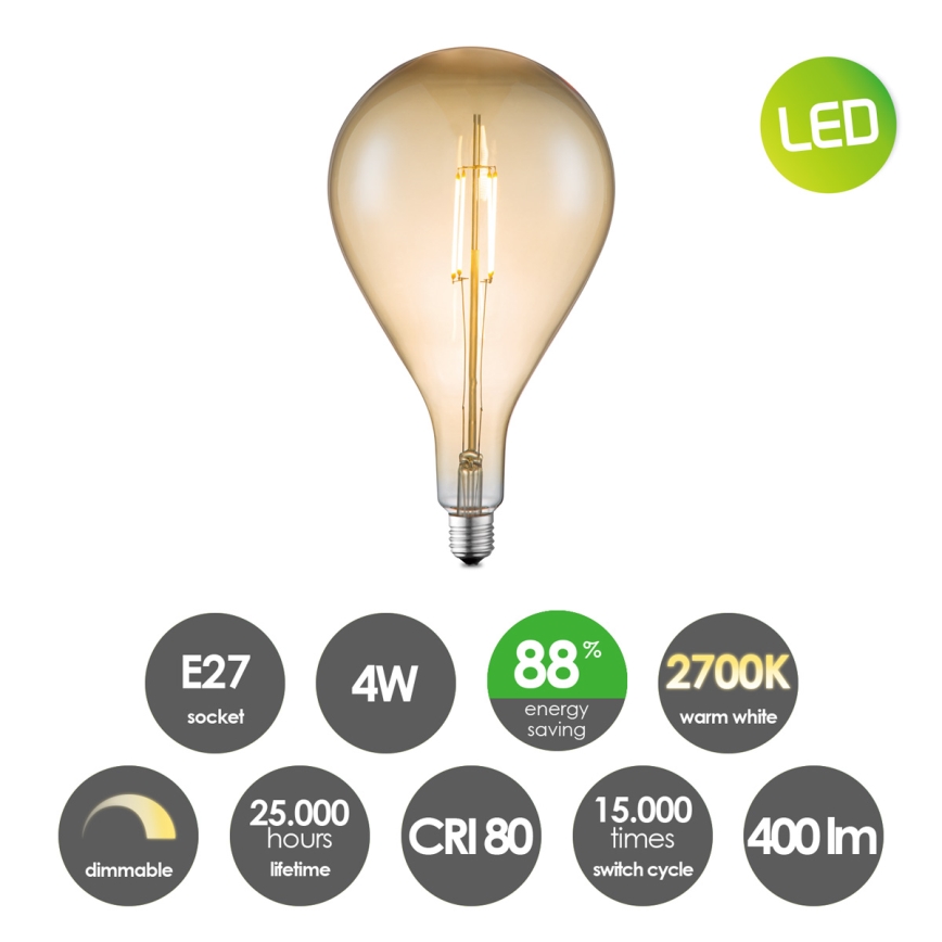 LED Hämardatav pirn VINTAGE EDISON E27/4W/230V 2700K