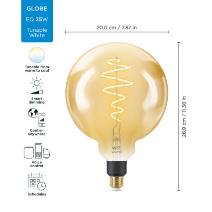 LED Hämardatav pirn VINTAGE FILAMENT G200 E27/6W/230V 2000-5000K CRI 90 Wi-Fi - WiZ