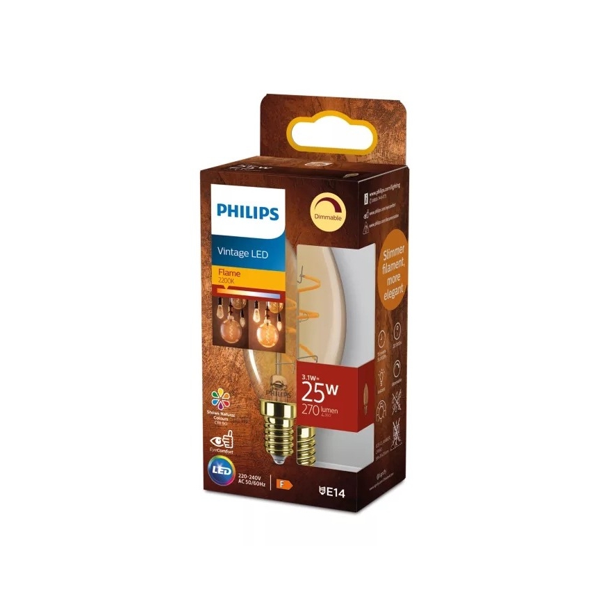 LED-hämardatav VINTAGE-pirn Philips B35 E14/3,1W/230V 2200K CRI 90