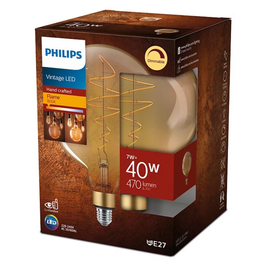 LED Hämardatav pirn VINTAGE Philips G200 E27/7W/230V 2000K