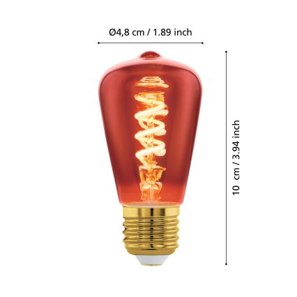 LED hämardatav pirn VINTAGE ST48 E27/4W/230V 2000K punane - Eglo 110199