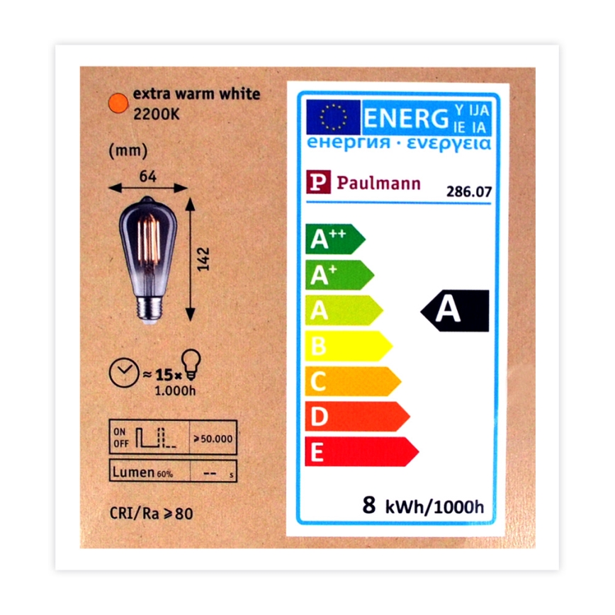 LED Hämardatav pirn VINTAGE ST64 E27/7,5W/230V 2200K - Paulmann 28607