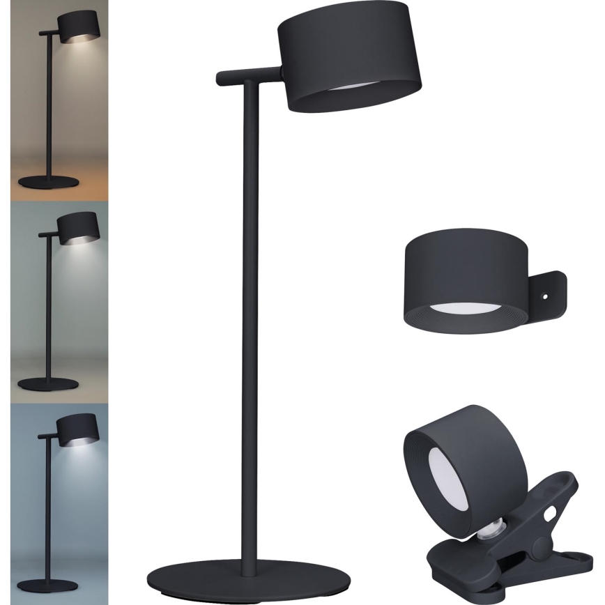 LED Hämardatav puutetundlik laetav lamp 3-ühes LED/4W/2000 mAh 3000/4000/6500K must