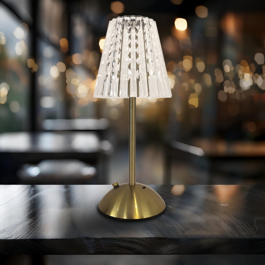 LED Hämardatav puutetundlik laetav laualamp ELBA LED/1,6W/800 mAh 3000/4000/6000K kuldne/läbipaistev