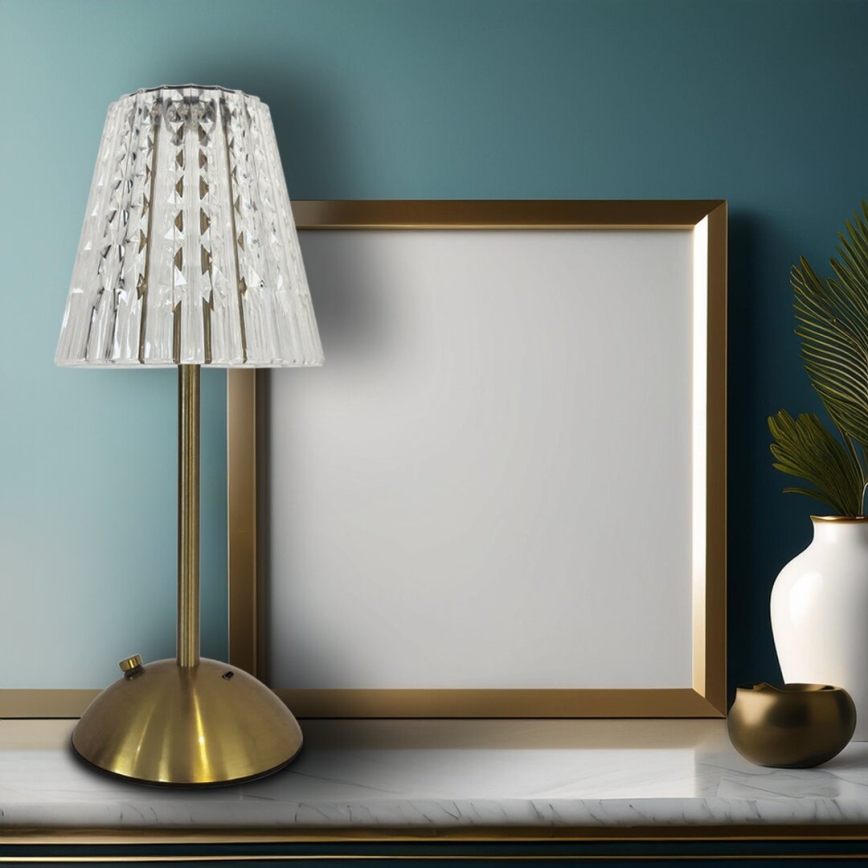 LED Hämardatav puutetundlik laetav laualamp ELBA LED/1,6W/800 mAh 3000/4000/6000K kuldne/läbipaistev