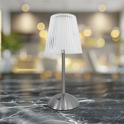 LED Hämardatav puutetundlik laetav laualamp ELBA LED/1,6W/800 mAh matt kroom/läbipaistev