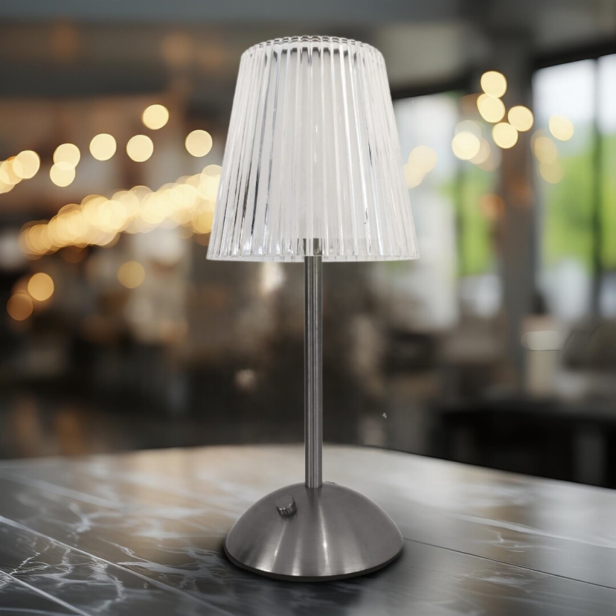 LED Hämardatav puutetundlik laetav laualamp ELBA LED/1,6W/800 mAh matt kroom/läbipaistev