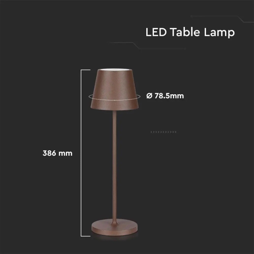LED Hämardatav puutetundlik laetav laualamp LED/2W/5V 4400 mAh 3000K IP54 pruun