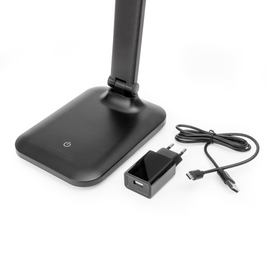 LED Hämardatav puutetundlik laualamp juhtmevaba laadimisega ja USB pesa REMUS LED/5W/230V must
