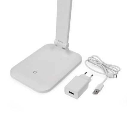 LED Hämardatav puutetundlik laualamp juhtmevaba laadimisega ja USB pesa REMUS LED/5W/230V valge