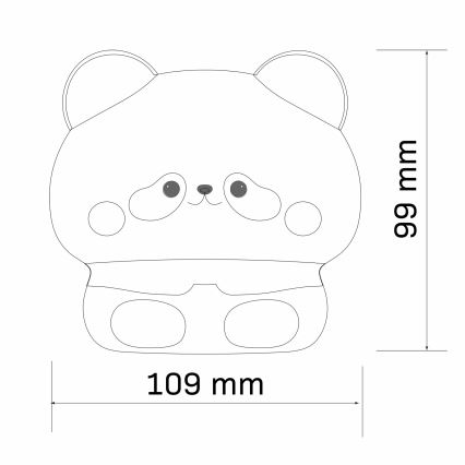 LED Hämardatav puutetundlik lamp lastetuppa PANDA LED/2W/3,7V 1200 mAh
