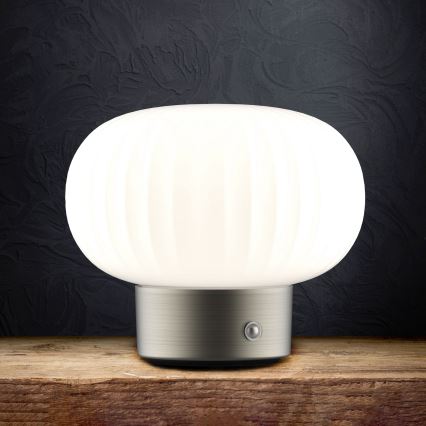 LED Hämardatav puutetundlik laualamp LATTE LED/1,8W/5V USB 2000 mAh matt kroom/valge
