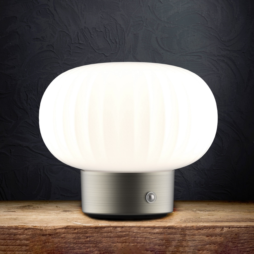 LED Hämardatav puutetundlik laualamp LATTE LED/1,8W/5V USB 2000 mAh matt kroom/valge