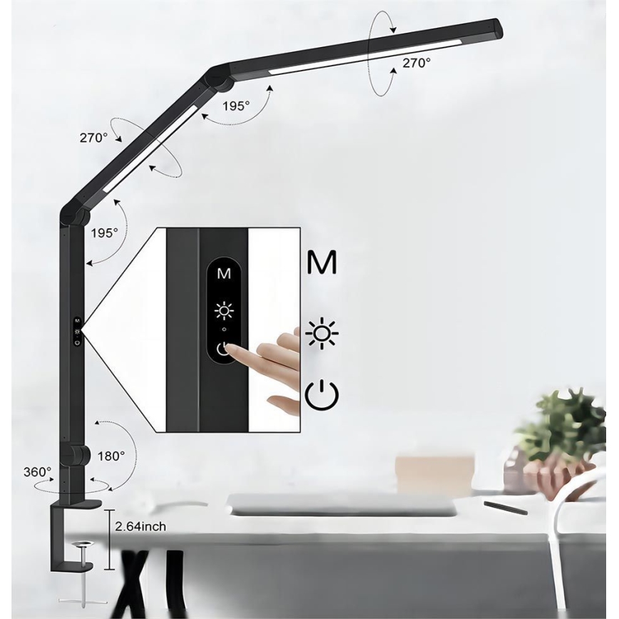 LED Hämardatav puutetundlik paindlik laualamp POINTIQ LED/12W/230V 3000/4000/5000/6500K CRI 92 must