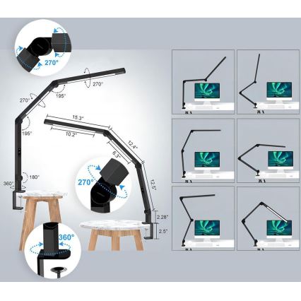 LED Hämardatav puutetundlik flexible laualamp LED/12W/230V 3000/4000/5000/6500K CRI 92 must