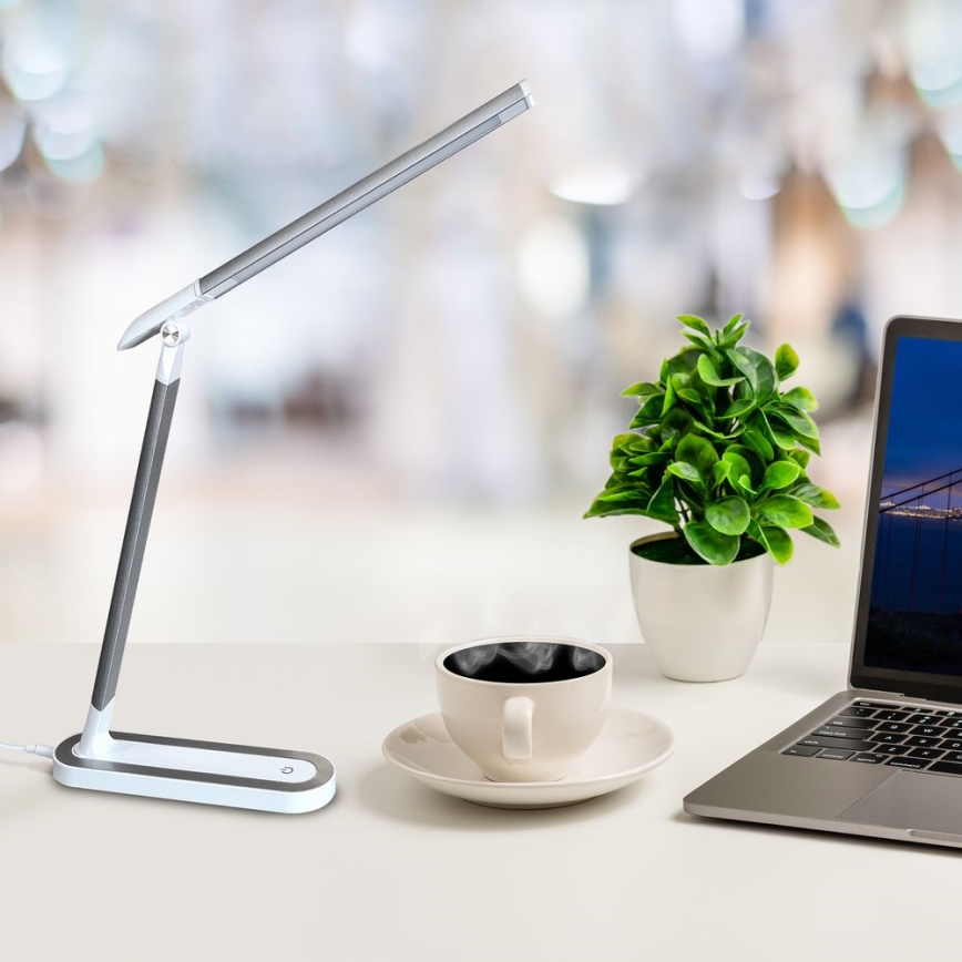 LED Hämardatav puutetundlik laualamp MADERA LED/7W/230V USB valge