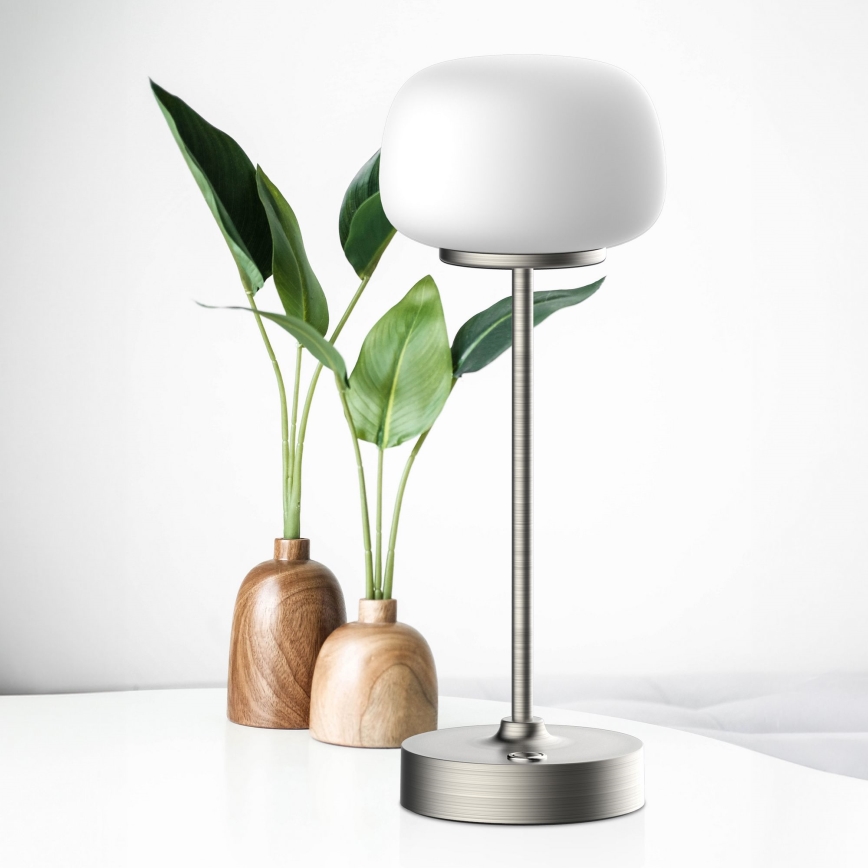 LED Hämardatav puutetundlik laualamp RIMINI LED/2W/5V USB 2000 mAh matt kroom/valge