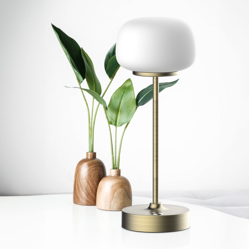 LED Hämardatav puutetundlik laualamp RIMINI LED/2W/5V USB 2000 mAh kuldne/valge
