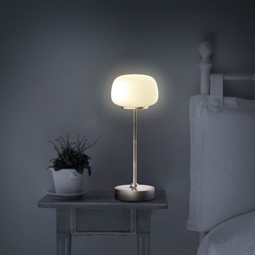 LED Hämardatav puutetundlik laualamp RIMINI LED/2W/5V USB 2000 mAh kuldne/valge