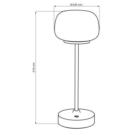 LED Hämardatav puutetundlik laualamp RIMINI LED/2W/5V USB 2000 mAh must/valge